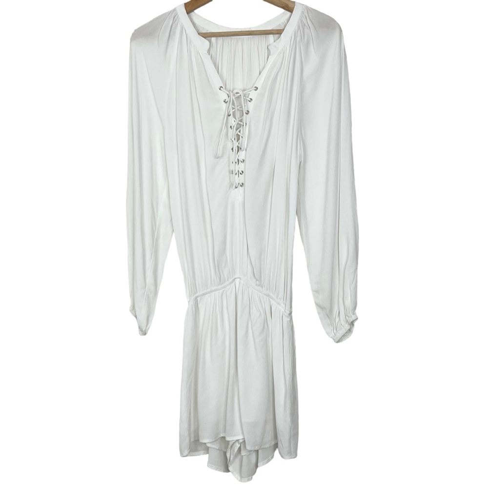 Market Lace Up Long Sleeve Romper